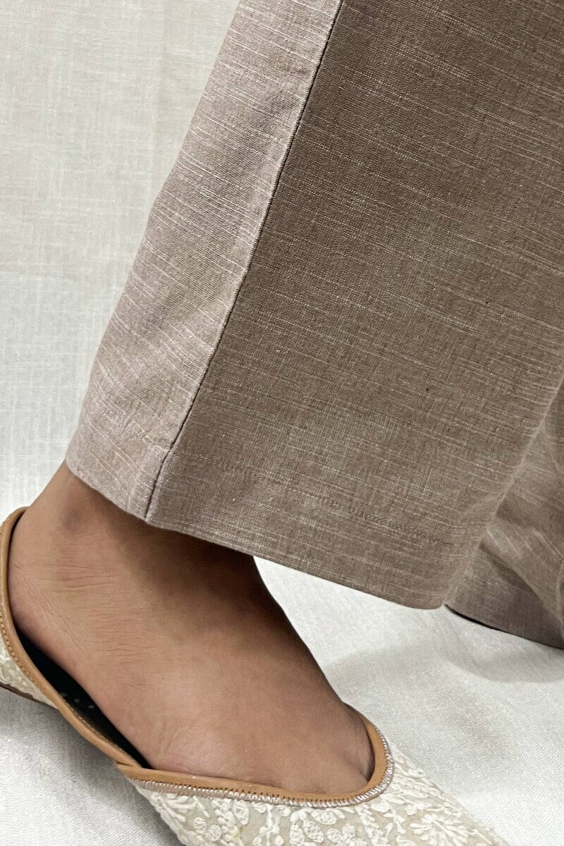 Grey Handcrafted Handloom Cotton Pants