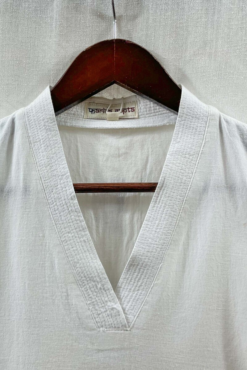 White Handcrafted Straight Handloom Cotton Kurta