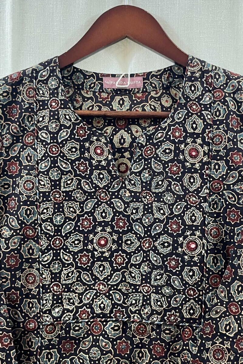 Ajrak Hand Block-Printed Straight Cotton Kurta