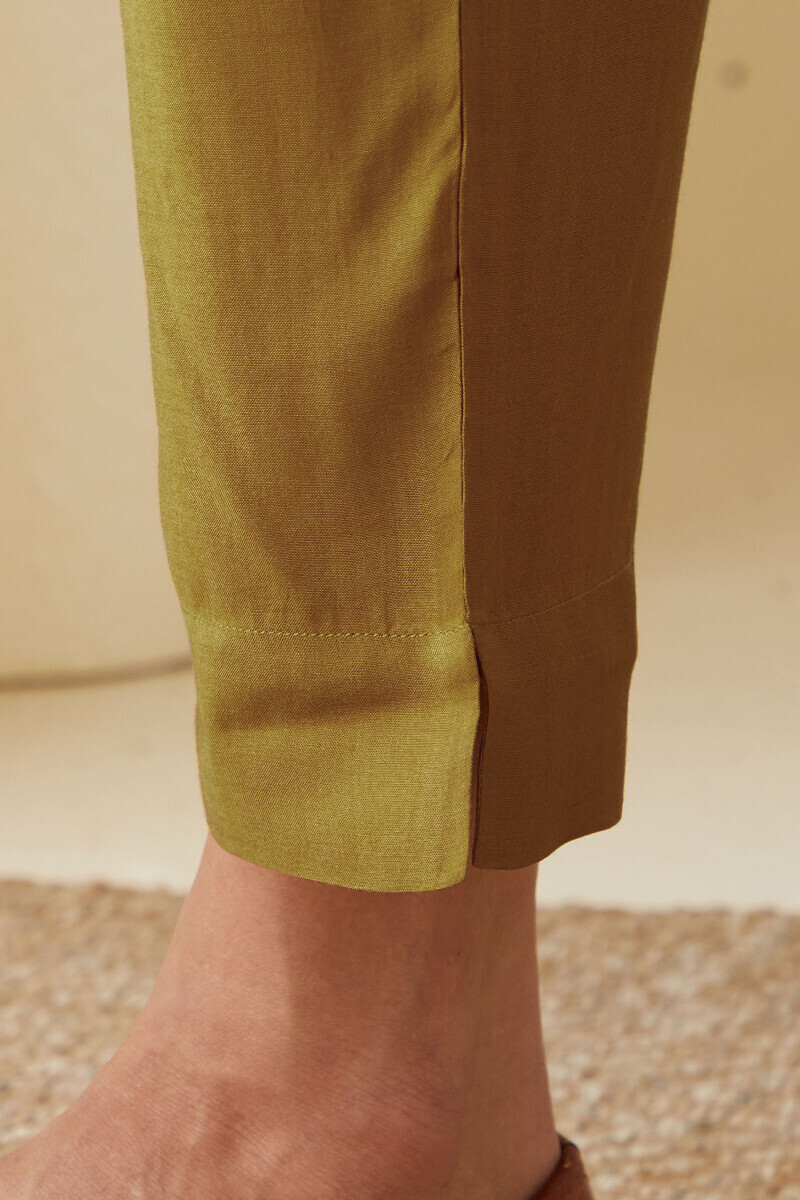 Mustard Handcrafted Viscose Narrow Pants