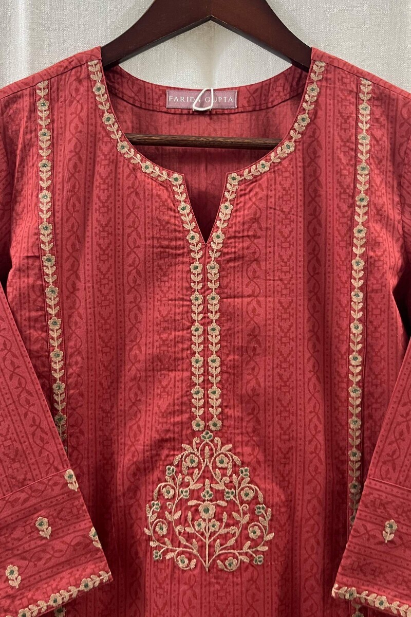 Dabu Hand Block-Printed Straight Cotton Kurta