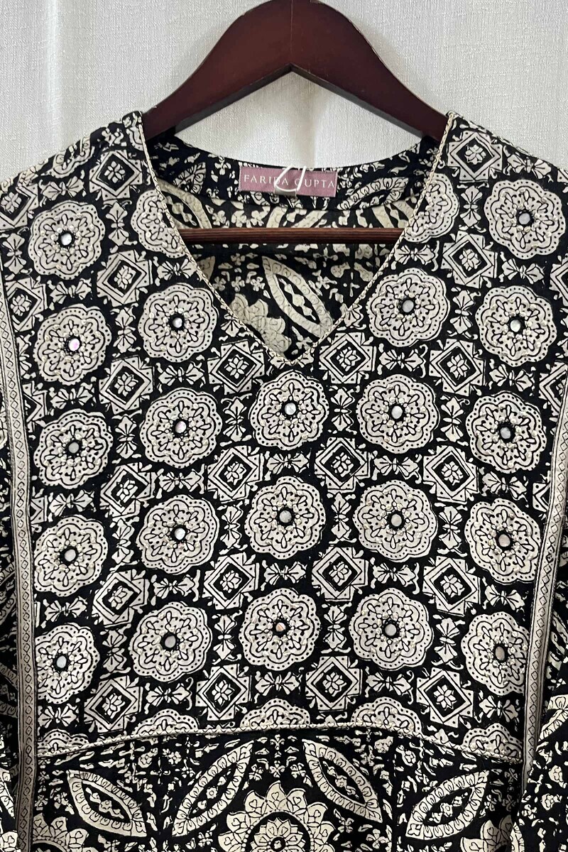 Bagru Hand Block-Printed A-Line Modal Kurta