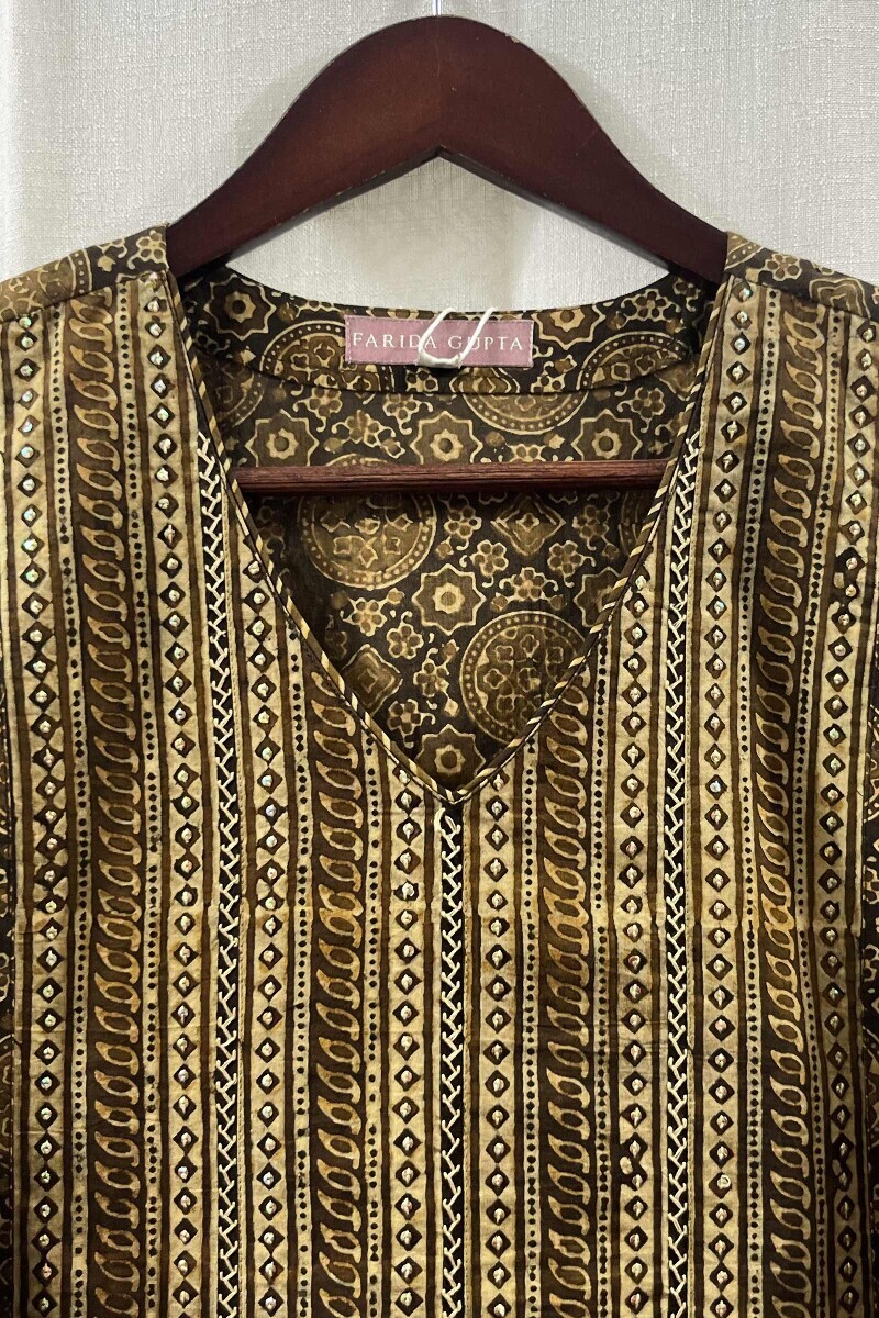 Ajrak Hand Block-Printed Cotton Top