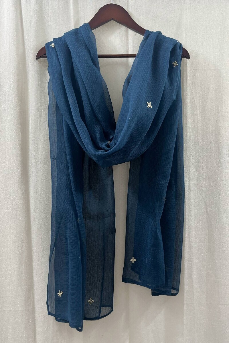 Blue Handcrafted Kota Dupatta