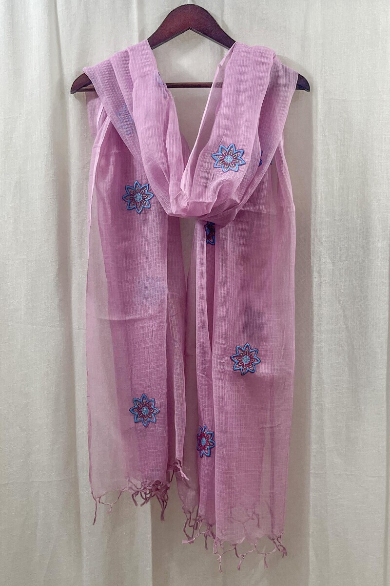 Pink Handcrafted Kota Dupatta