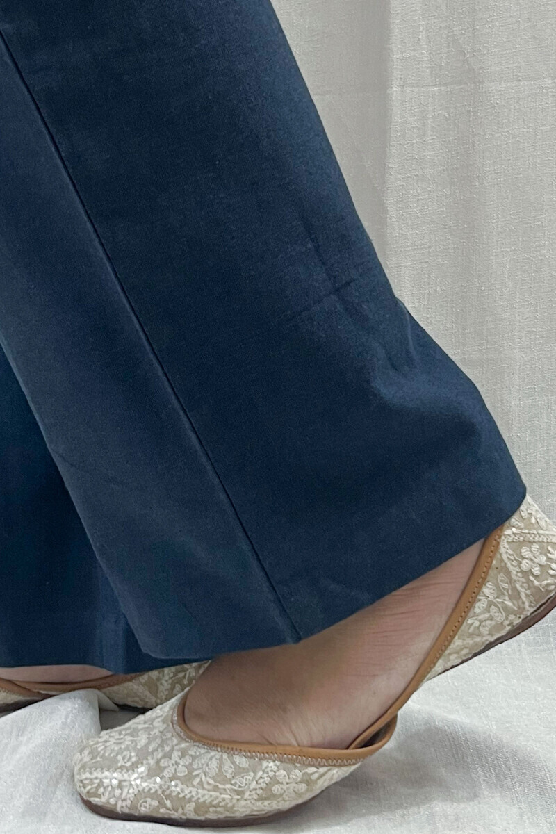 Teal Handcrafted Cotton Flax Pants