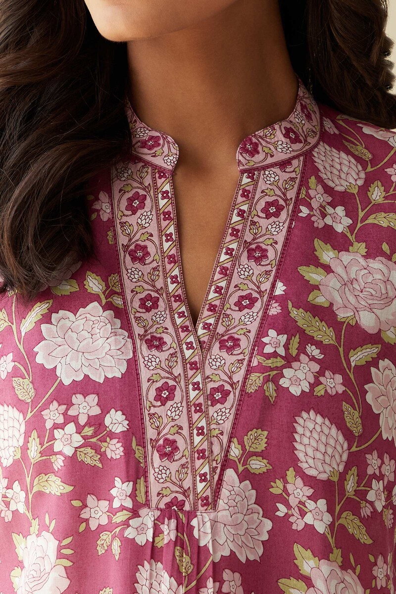 Pink Hand Printed Viscose Top