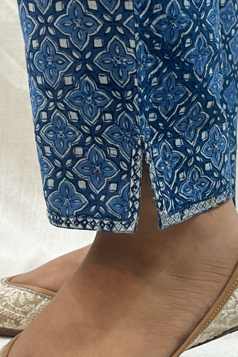 Bagru Hand Printed Cotton Slub Narrow Pants
