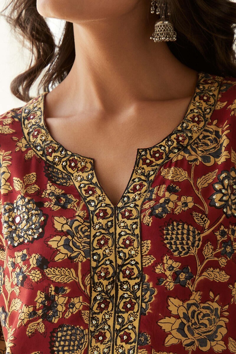 Bagru Hand Block-Printed Straight Viscose Kurta