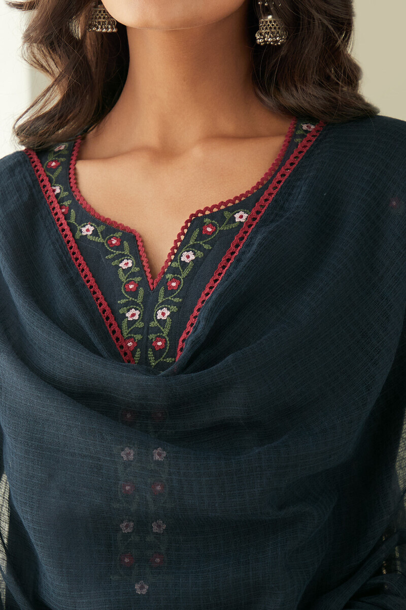 Blue Handcrafted Kota Dupatta