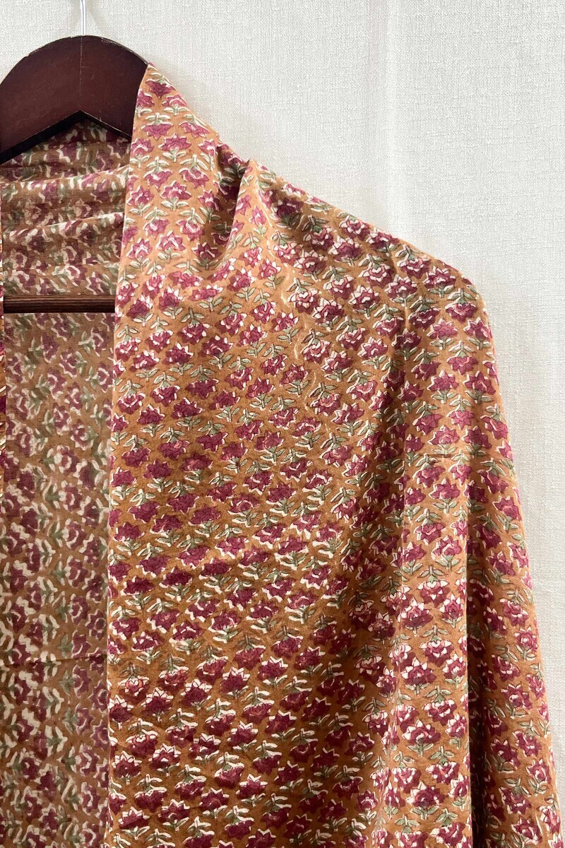 Brown Hand Block-Printed Cotton Mul Dupatta