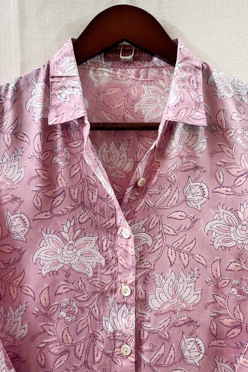 Pink Hand Block-Printed Modal Top
