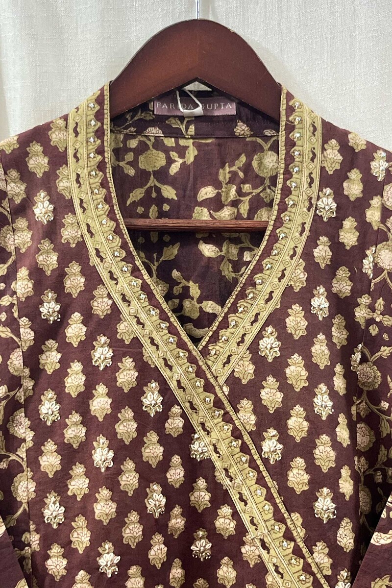 Bagru Hand Block-Printed Angrakha Cotton Kurta