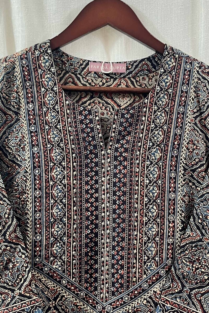 Ajrak Hand Block-Printed Straight Cotton Kurta