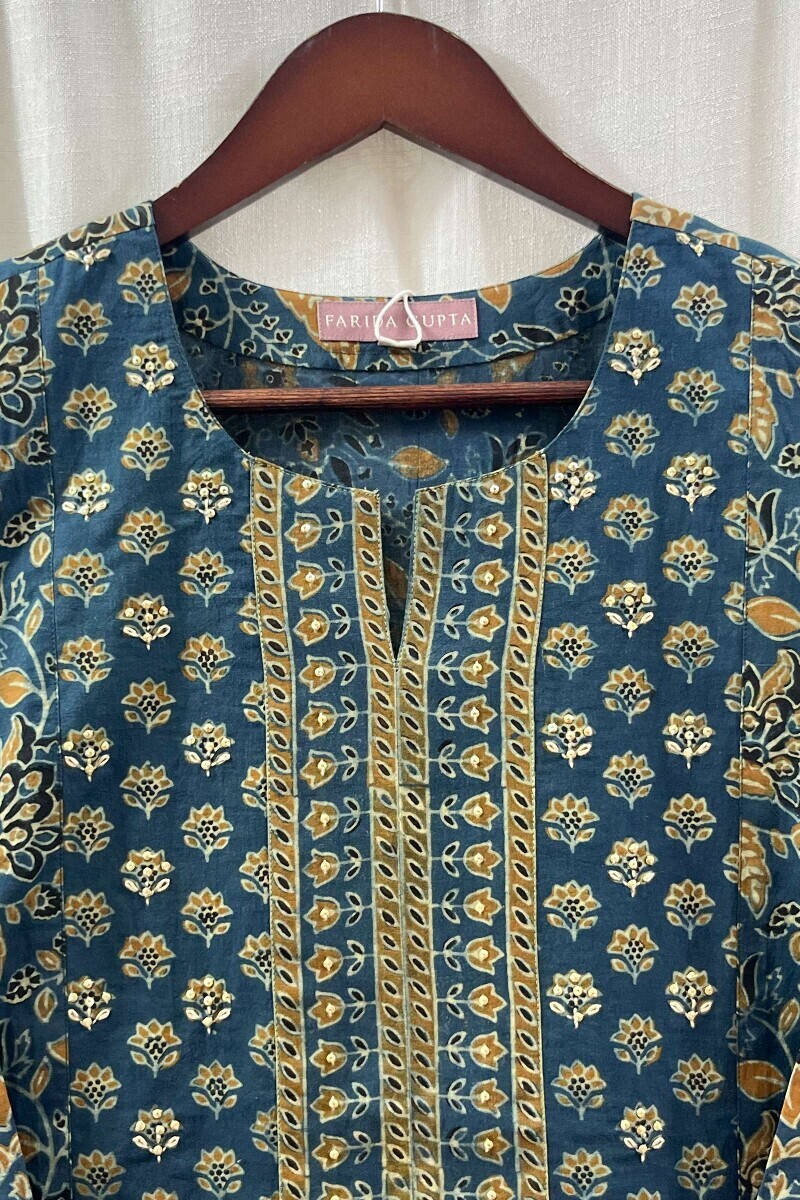 Ajrak Hand Block-Printed Straight Cotton Kurta