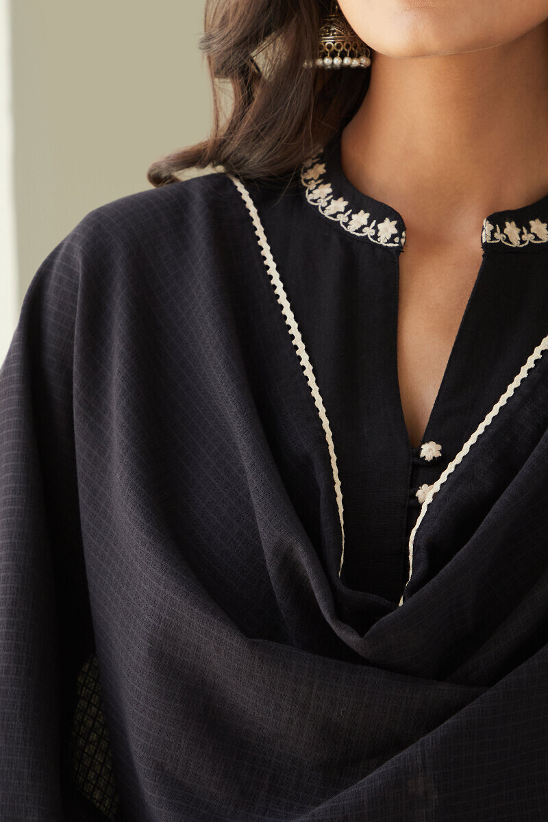 Black Handcrafted Kota Dupatta