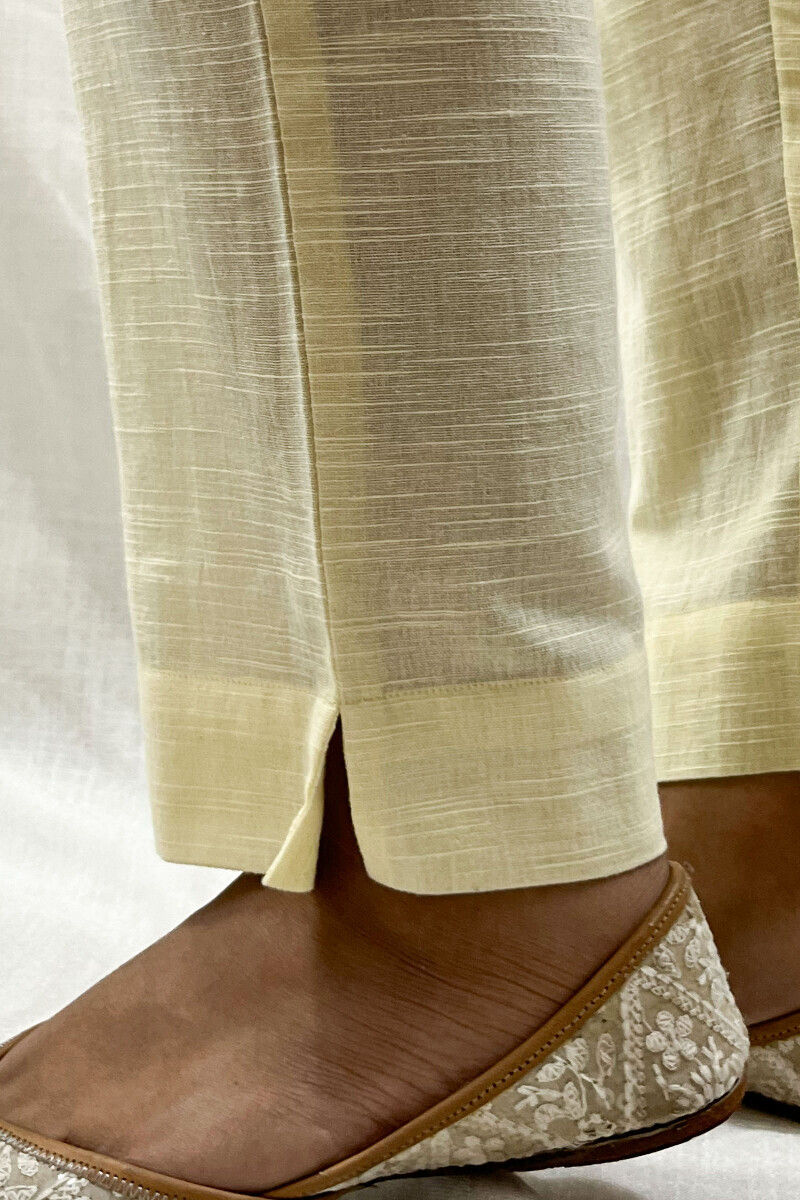 Off-White Handcrafted Cotton Slub Narrow Pants