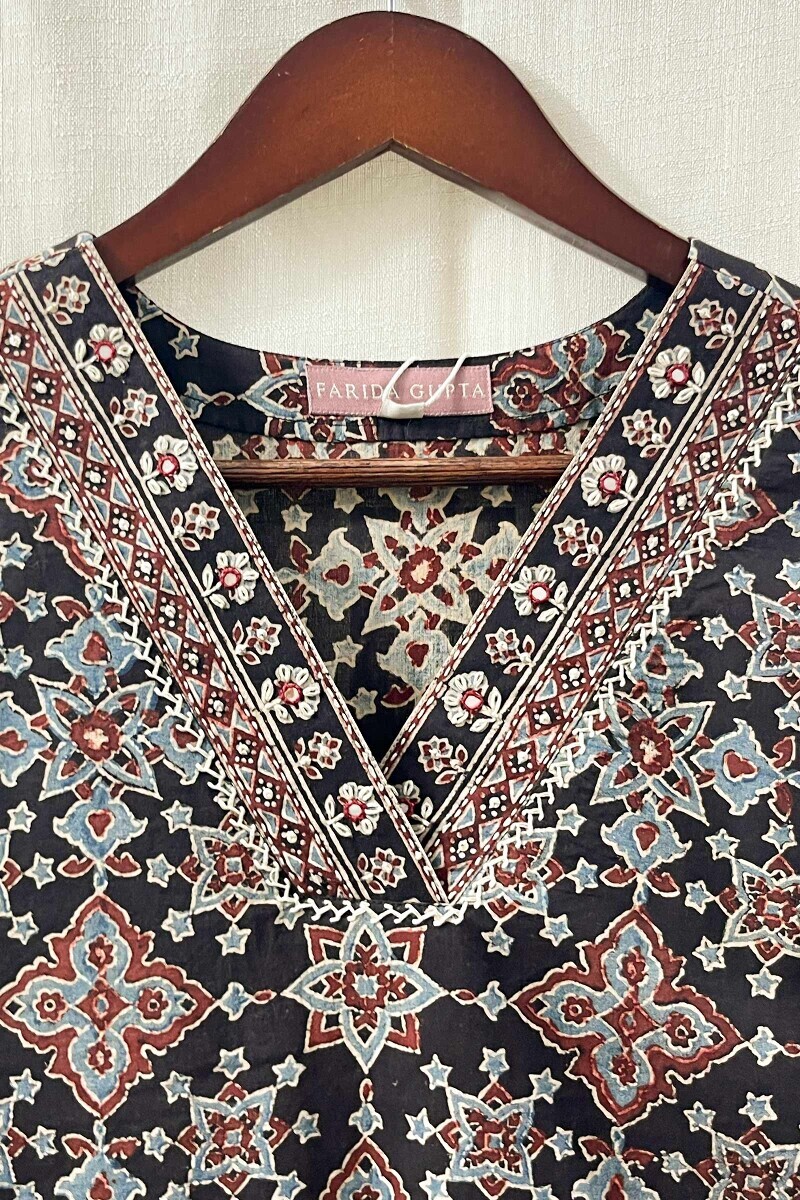 Akola Hand Block-Printed Straight Cotton Kurta