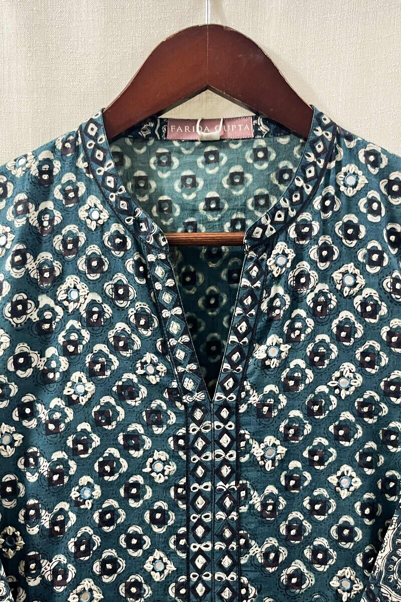 Bagru Hand Block-Printed A-Line Cotton Kurta