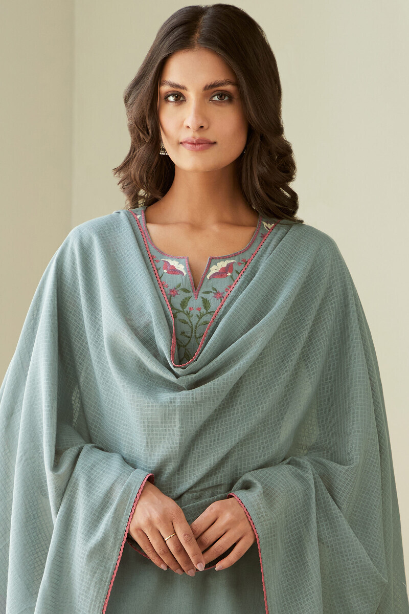 Blue Handcrafted Kota Dupatta