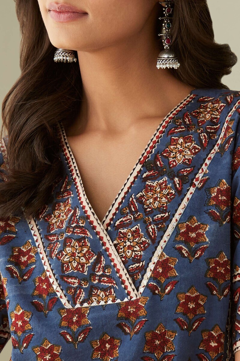 Bagru Hand Block-Printed Straight Cotton Kurta