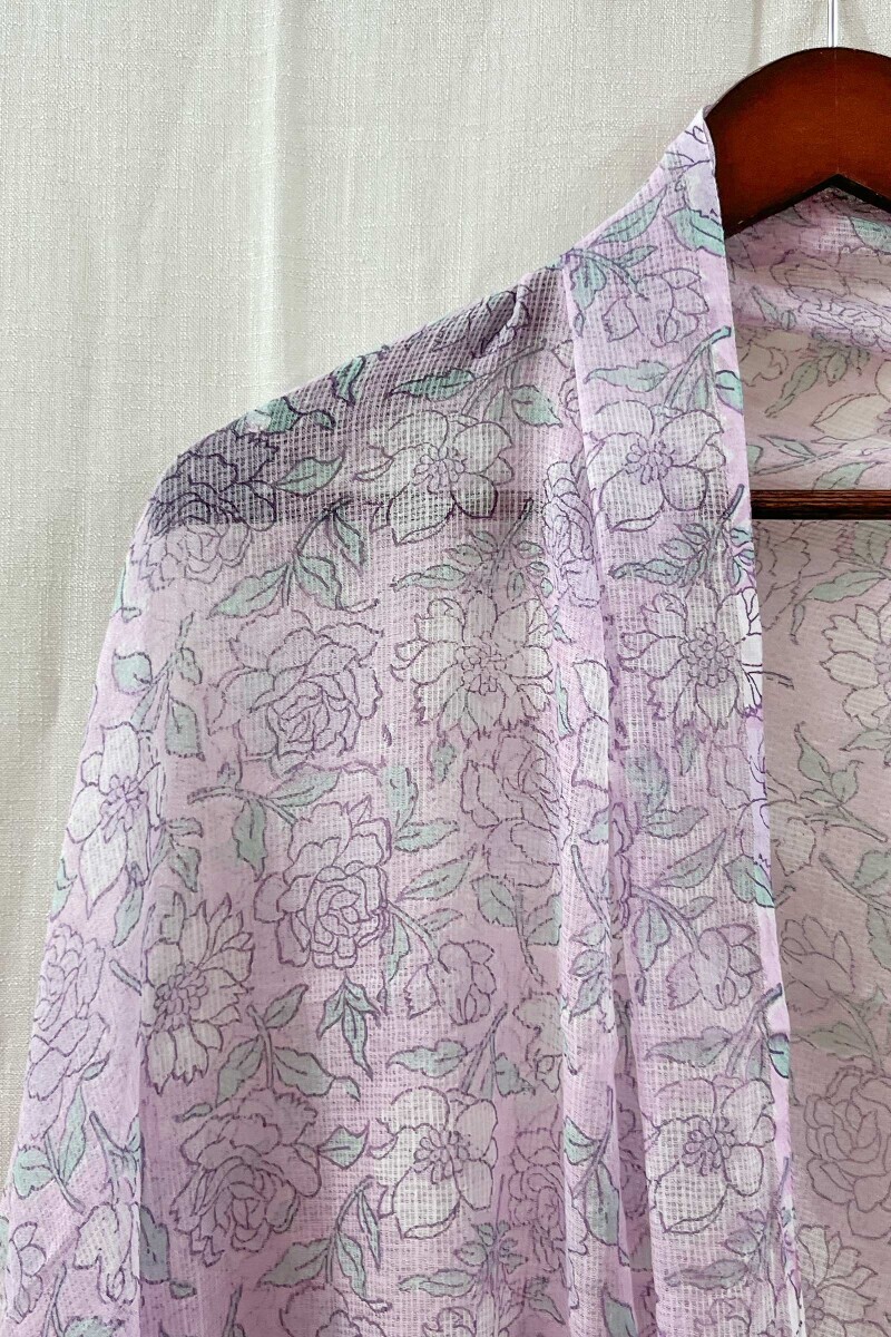 Purple Hand Block-Printed Kota Dupatta