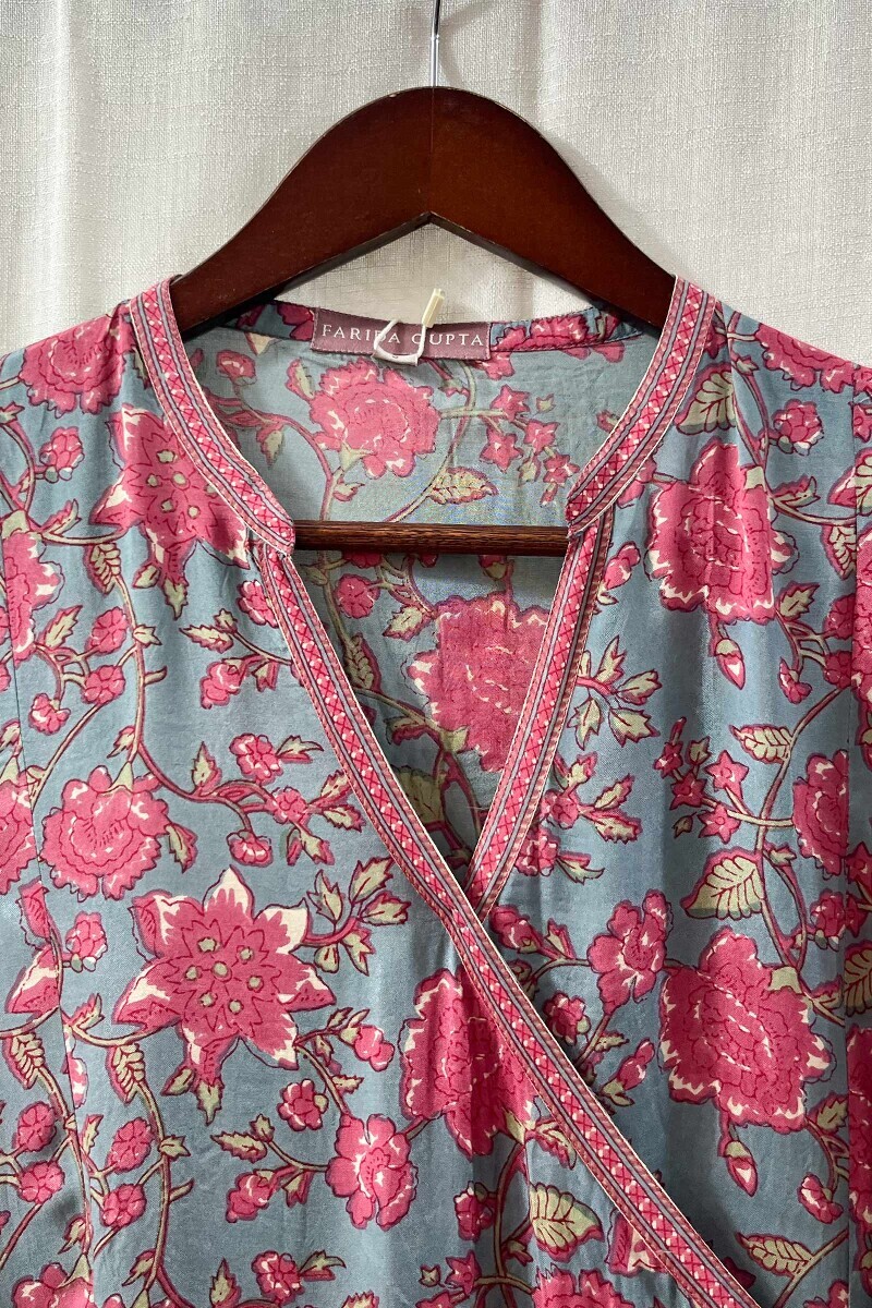 Sky Blue Hand Printed Straight Modal Kurta