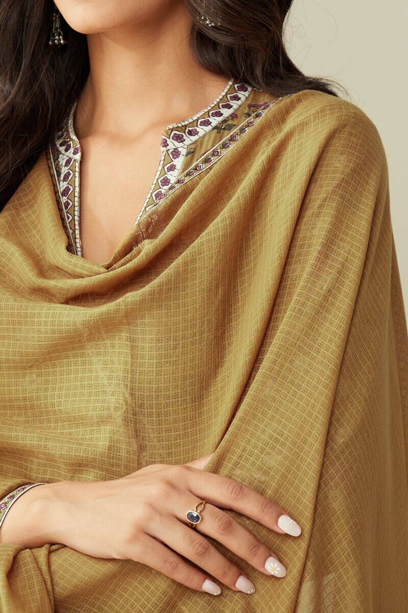 Mustard Handcrafted Kota Dupatta