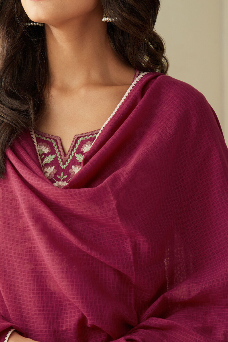 Pink Handcrafted Kota Dupatta
