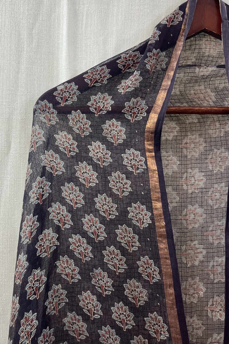 Ajrak Hand Block-Printed Kota Dupatta