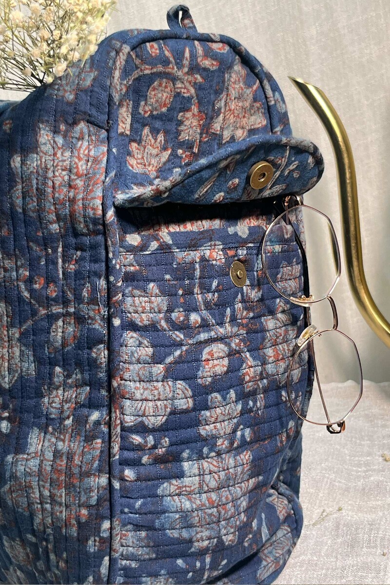 Akola Hand Block-Printed Cotton Duffel Bag