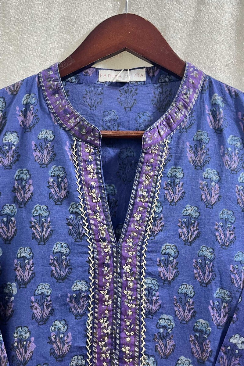 Akola Hand Block-Printed Straight Cotton Kurta