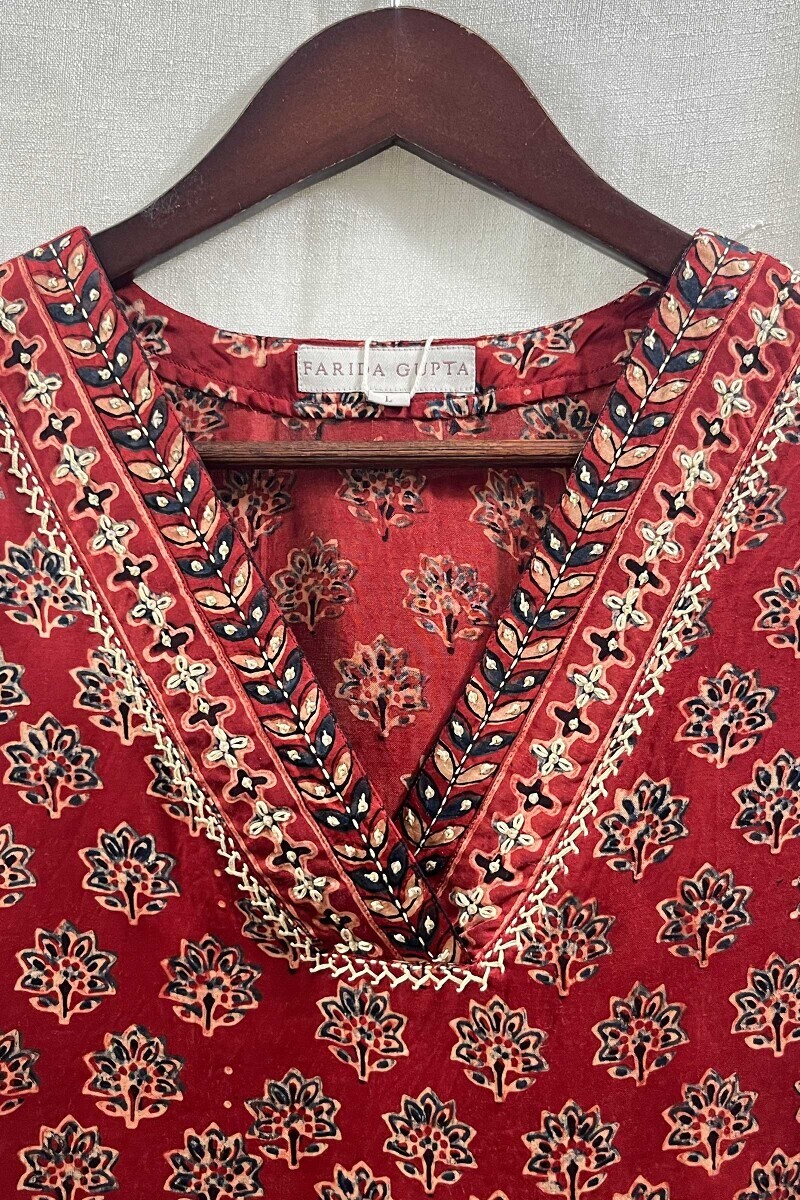 Ajrak Hand Block-Printed Straight Viscose Kurta