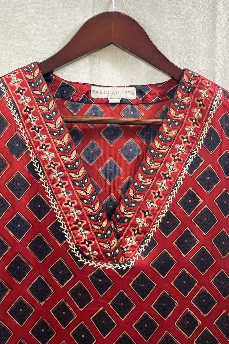 Ajrak Hand Block-Printed Straight Viscose Kurta