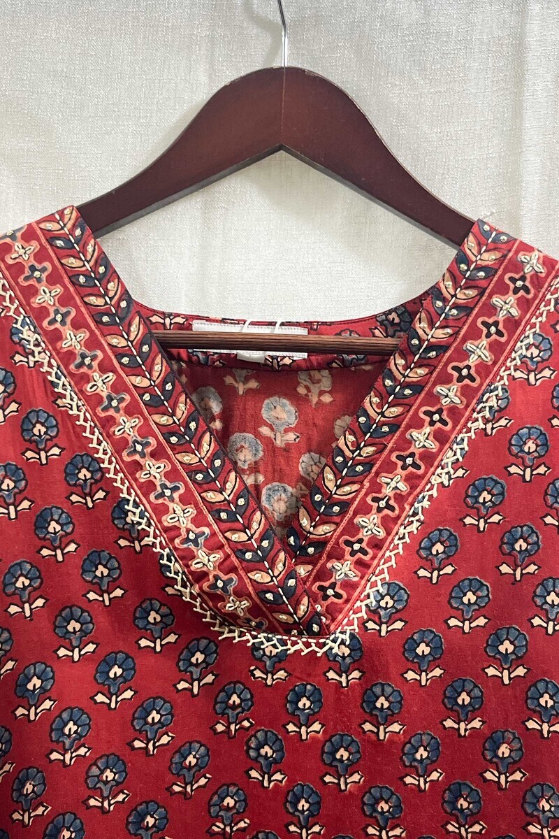 Ajrak Hand Block-Printed Straight Viscose Kurta
