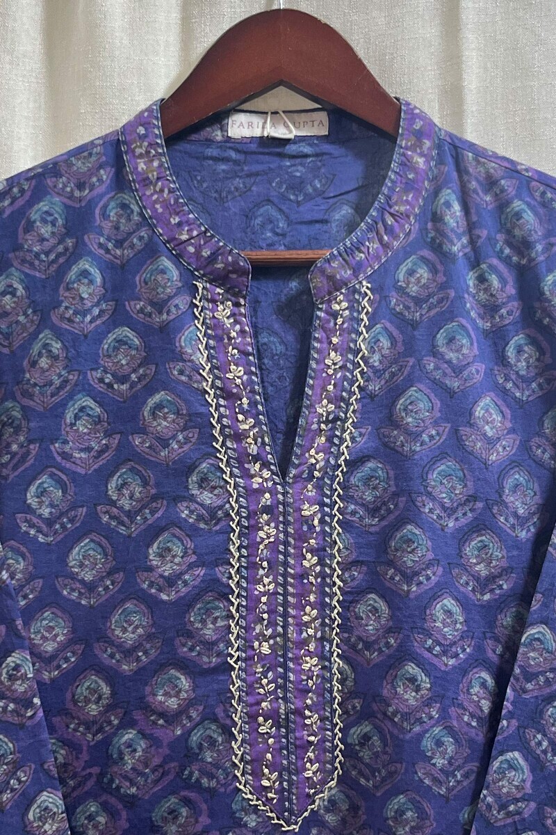 Akola Hand Block-Printed Straight Cotton Kurta