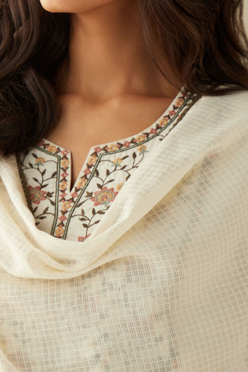 Off-White Handcrafted Kota Dupatta