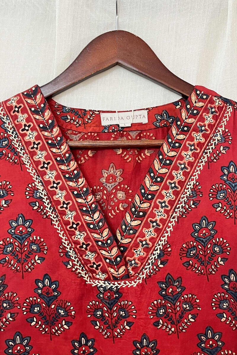 Ajrak Hand Block-Printed Straight Modal Satin Kurta