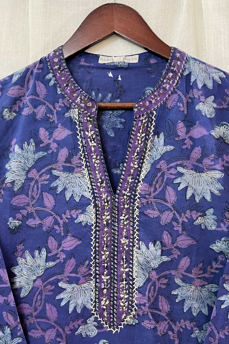 Akola Hand Block-Printed Straight Cotton Kurta