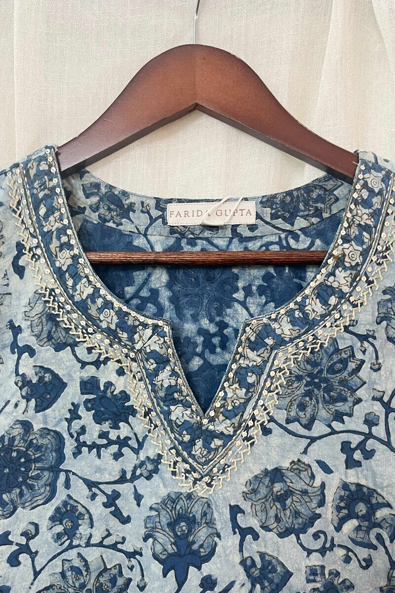 Akola Hand Block-Printed Straight Cotton Kurta