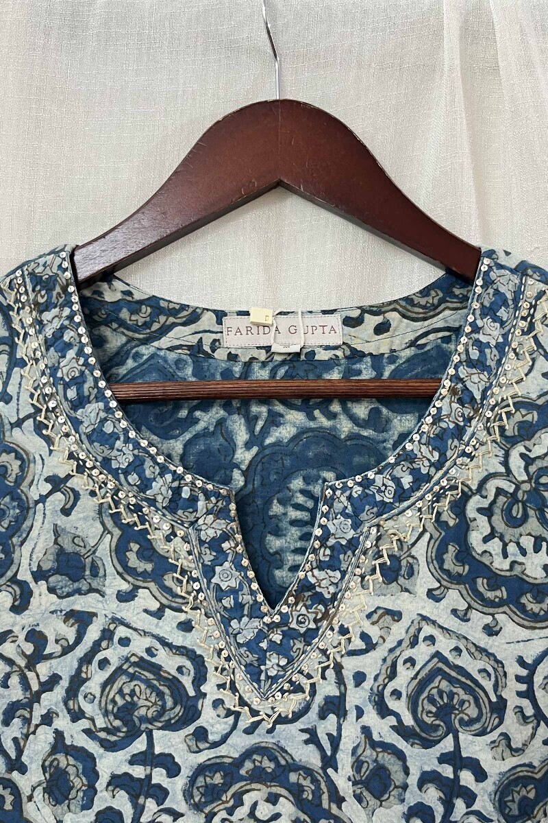 Akola Hand Block-Printed Straight Cotton Kurta
