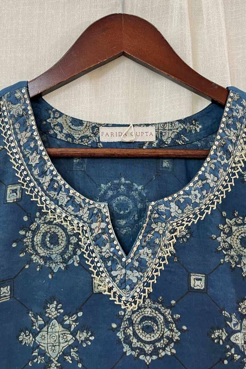 Akola Hand Block-Printed Straight Cotton Kurta