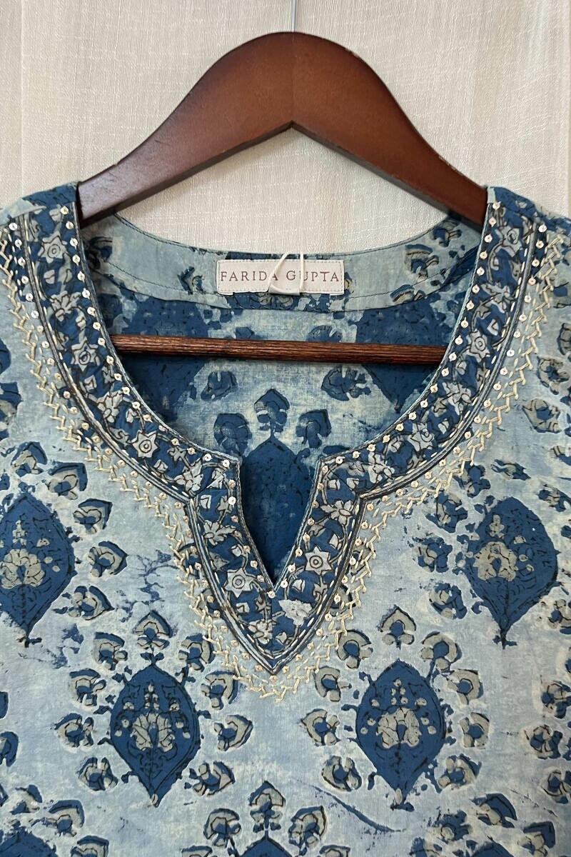 Akola Hand Block-Printed Straight Cotton Kurta