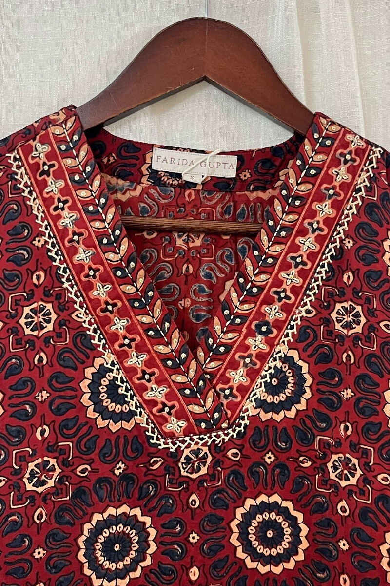 Ajrak Hand Block-Printed Straight Modal Satin Kurta