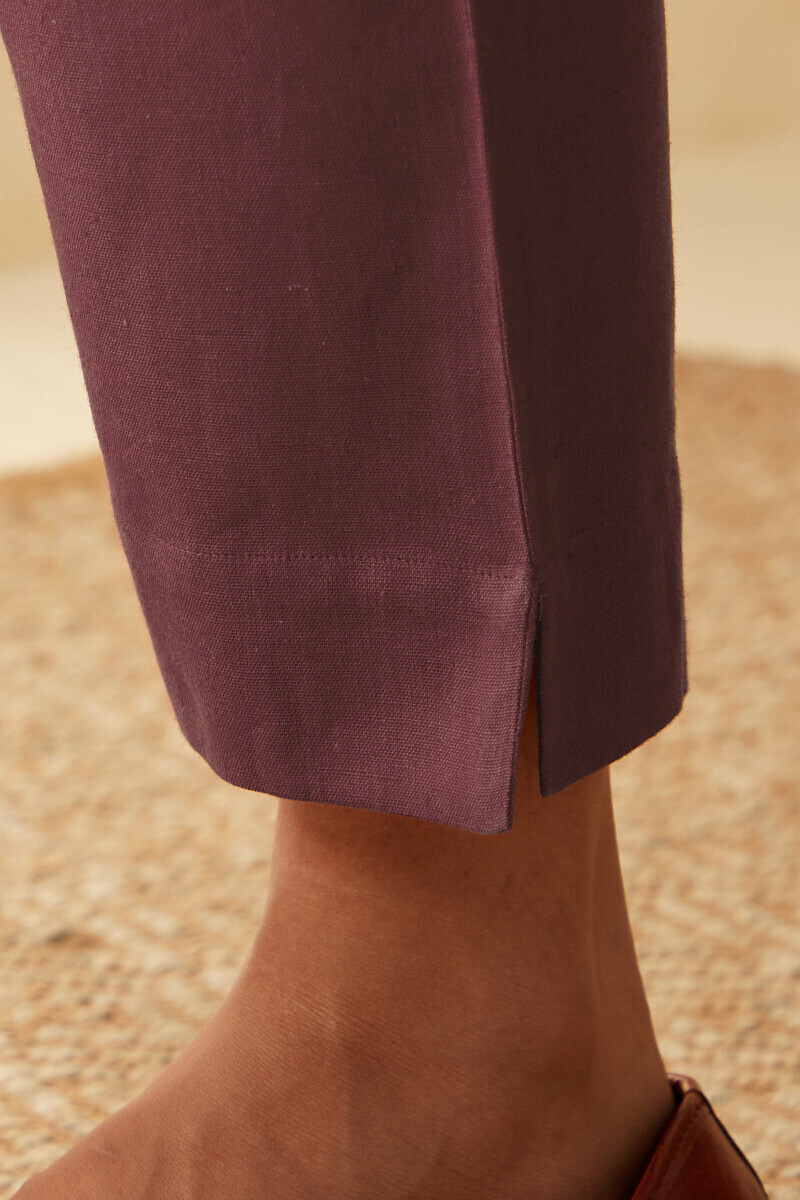 Ruby Pink Handcrafted Cotton Flax Narrow Pants