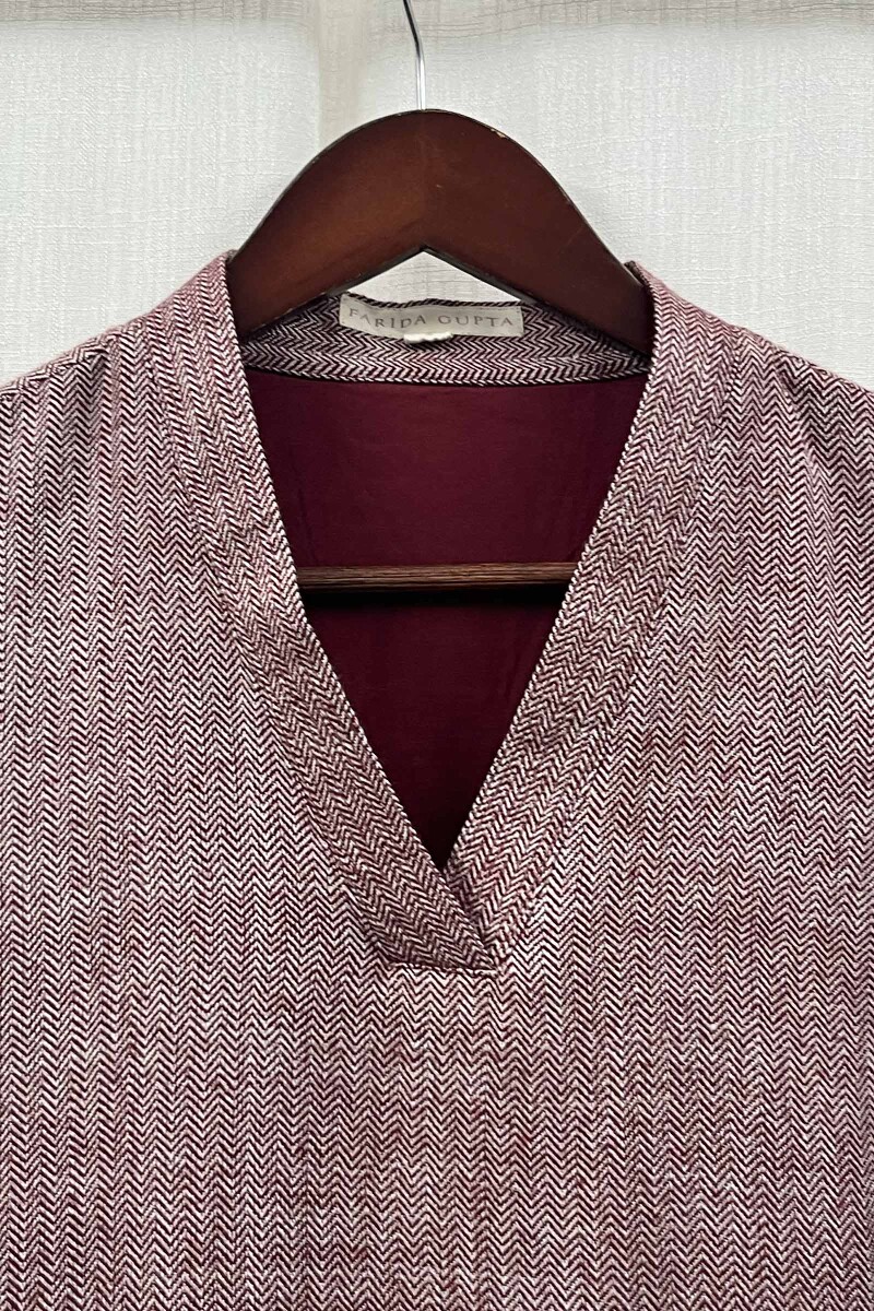 Plum Handcrafted Straight Faux Wool Kurta