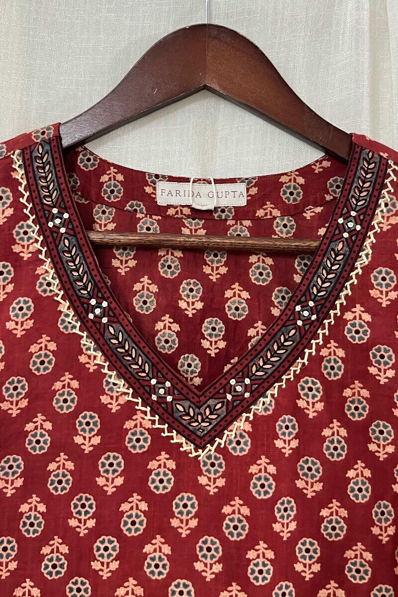 Ajrak Hand Block-Printed Straight Cotton Kurta