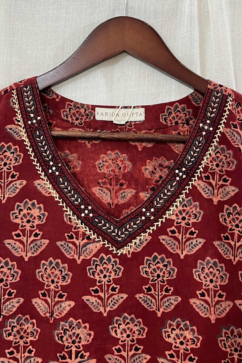 Ajrak Hand Block-Printed Straight Cotton Kurta