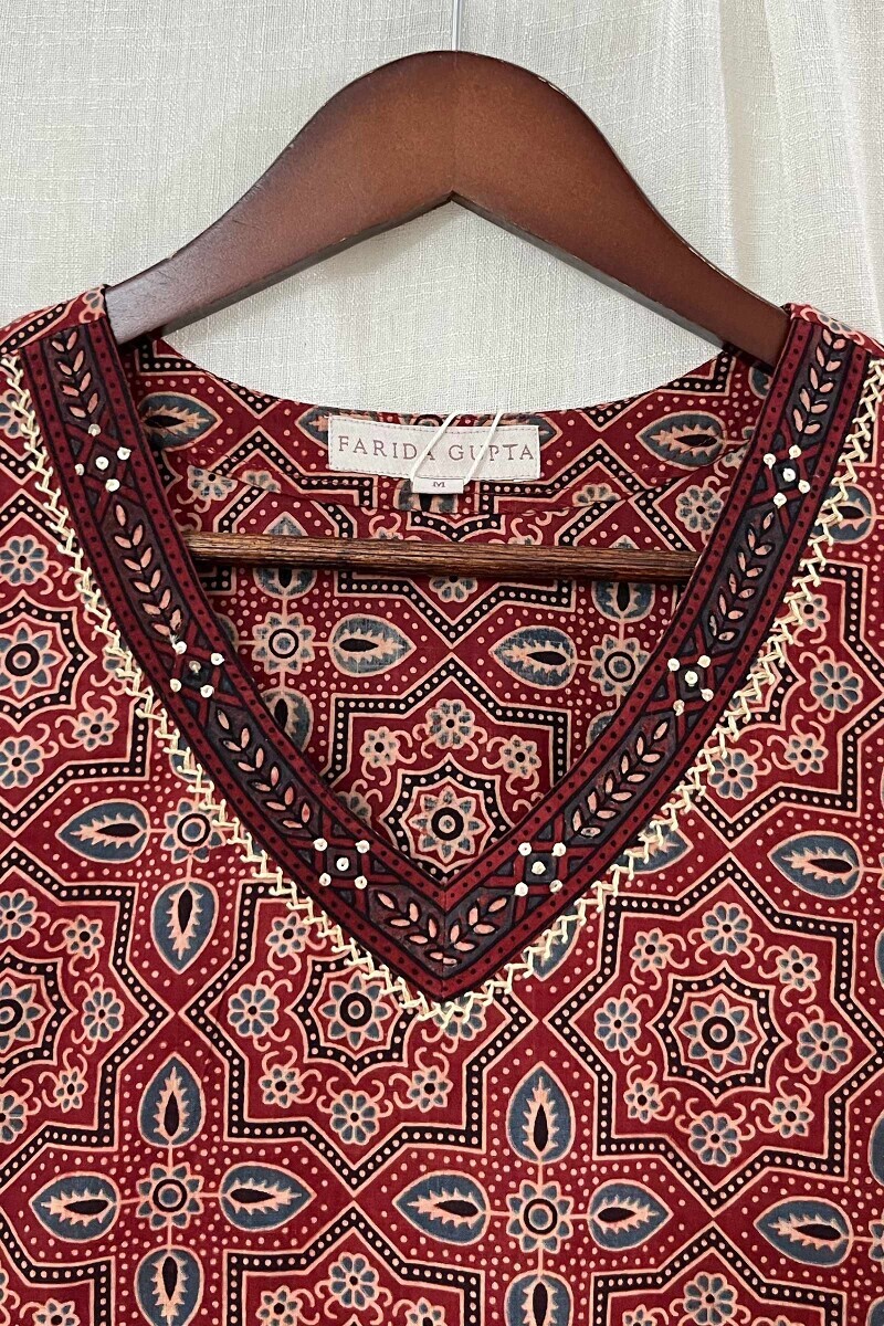 Ajrak Hand Block-Printed Straight Cotton Kurta