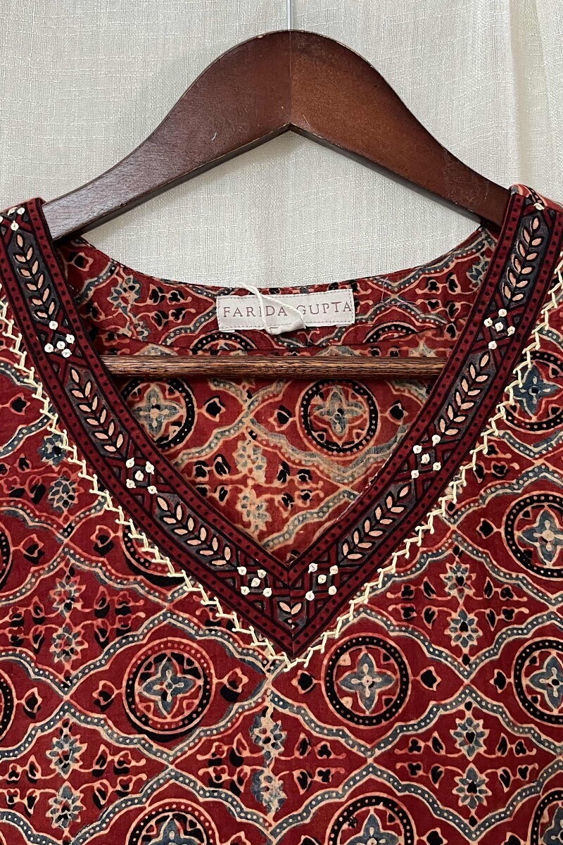Ajrak Hand Block-Printed Straight Cotton Kurta